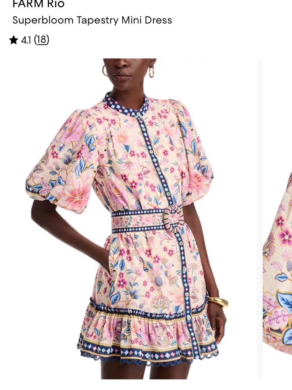 FARM Rio Pink Floral Superbloom Mini Dress with Belt